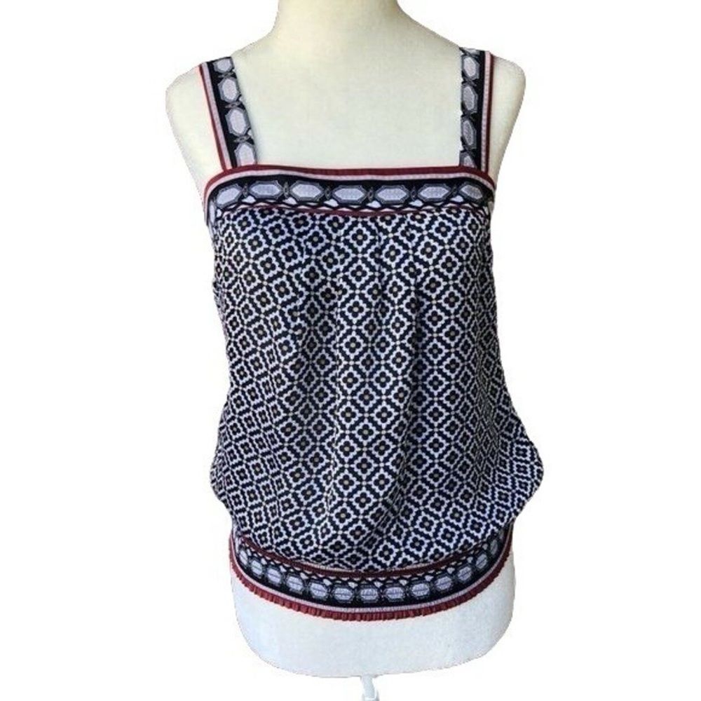 WHBM White House Black Market Cami Sleeveless Floral Blouse Elastic Waist XXS
